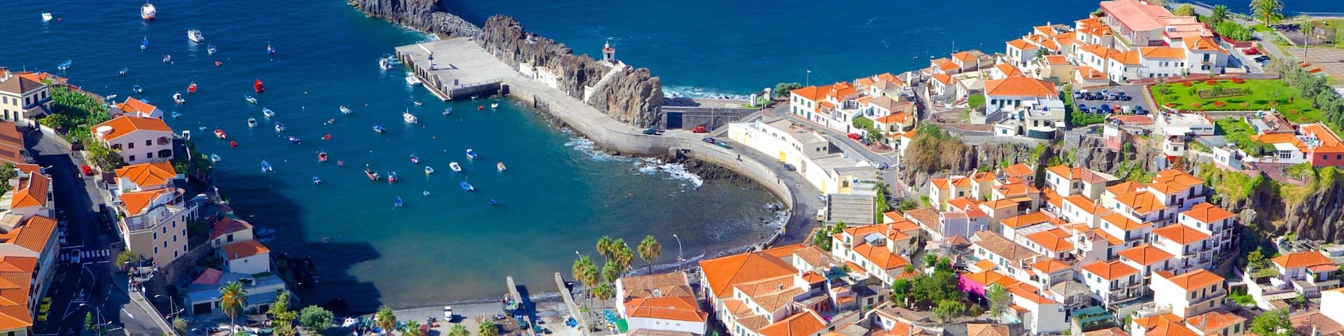 CĂąmara de Lobos qui includes baie ou port et ville cĂŽtiĂšre
