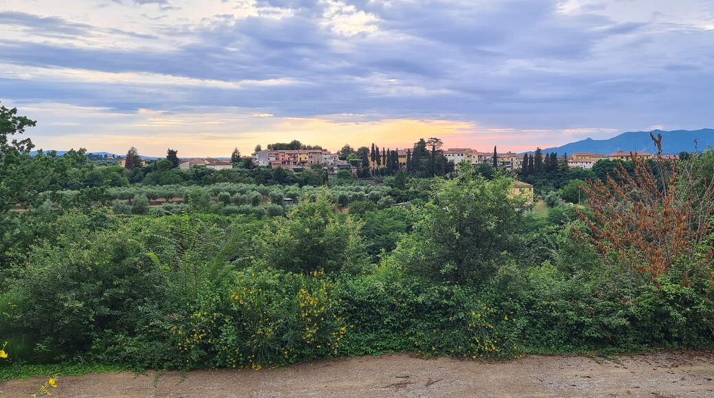 Beautiful evening view from Montevecchio Apartments to summer Tuscany, Montopoli in Val d'Arno, Italy. June24, 2024.