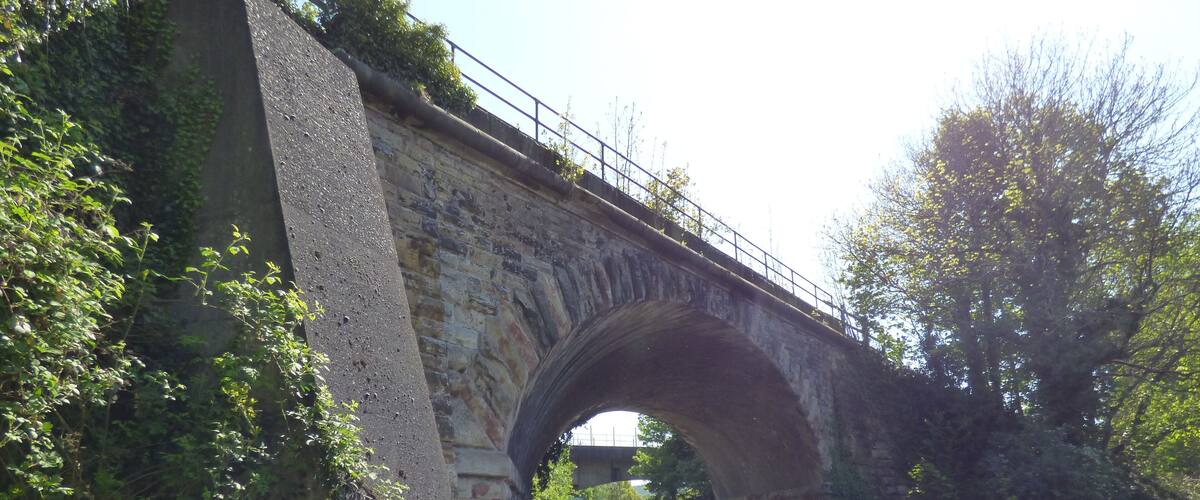 A short walk along a stretch of the Trent & Mersey Canal in Rugeley, Staffordshire. I got on at The Mossley (near Armitage Road) and got of halfway up Love Lane heading towards Leathermill Lane. James Brindley was the engineer of the Trent and Mersey Canal. It was planned in 1765 and fully opened by 1777. bridge - Rail Bridge Rail Bridge just north of Bridge 66, Trent & Mersey Canal Grade II listed Viaduct over Trent and Mersey Canal at Sk 0485 1780 Listing Text The following buildings shall be added to the list:- SK 01 NW RUGELEY TRENT AND MERSEY CANAL 3/10002 Viaduct over Trent and Mersey Canal at SK 0485 1780 - II Viaduct over Trent and Mersey Canal. Mid C19. Coursed, rough-textured stone with brick arch soffit. Single span with towpath. Semicircular headed arch dramatically skewed. Rusticated stone voussoirs. Roll-moulded stone cornice above crown. 3 C20 concrete buttresses to north towpath side. Listing NGR: SK0489817862 This text is from the original listing, and may not necessarily reflect the current setting of the building. Seen behind is the Old rail Bridge Disused Rail bridge, now a footbridge Doesn't look that old to me, looks like a modern concrete bridge!