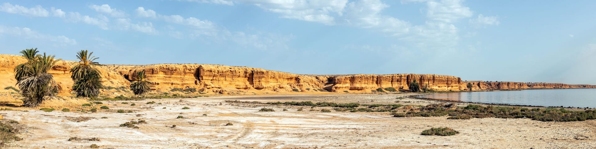 Scenic Views Between Sea, Sky, and Mountains in Southern Tunisia, Medenine