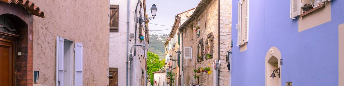 Mouans-Sartoux , France, June 6th , 2016. Typical street in the french city of Mouans-Sartoux
