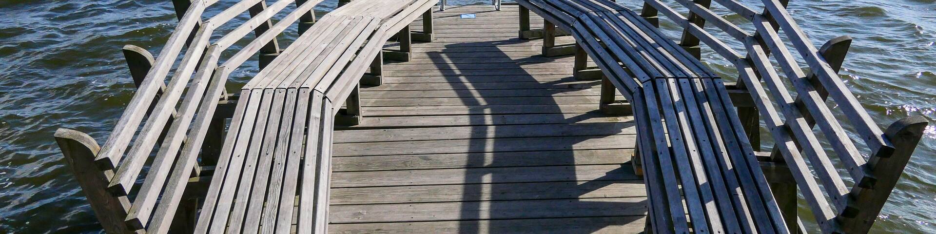 SIGTUNA, SWEDEN Benches on the waterfront. lake Mälaren.