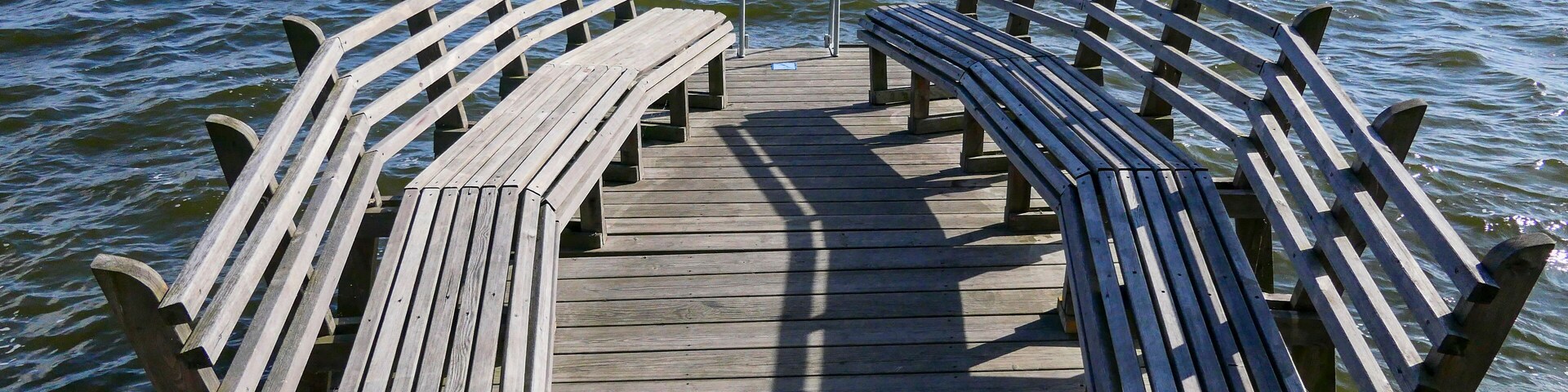 SIGTUNA, SWEDEN Benches on the waterfront. lake Mälaren.