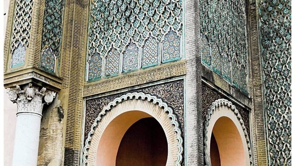 One of the oldest gates in all of Morocco, Bab Mansour in Meknes was completed in 1737.
This is one of the parts of the gate that I was in utter awe of it's detail and beauty.
Today there is an arts and craft gallery through the doors. So cool.
Definitely you need to check it out. WORTH. IT. :)