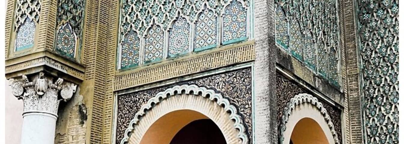 One of the oldest gates in all of Morocco, Bab Mansour in Meknes was completed in 1737. 
This is one of the parts of the gate that I was in utter awe of it's detail and beauty. 
Today there is an arts and craft gallery through the doors. So cool.
Definitely you need to check it out. WORTH. IT. :)