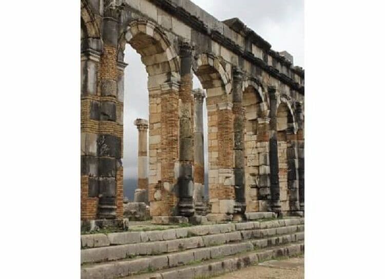 Volubilis is a Roman ruin site dating to 25 BC.  It had rained all day, but we were blessed with about 75 minutes of dry weather while we were there.  The site is surprisingly unguarded.  