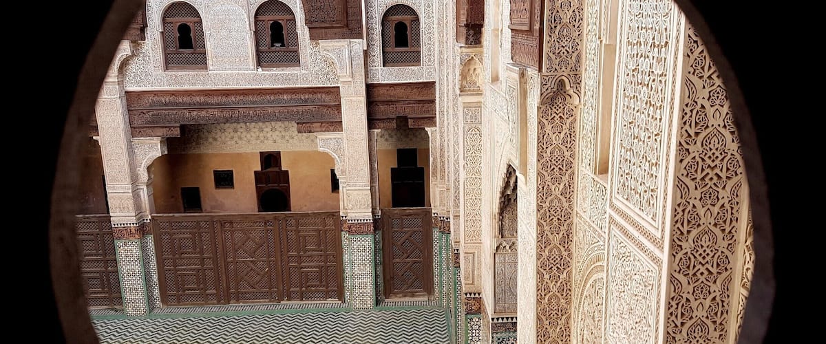 An old madrasa in the center of the medina, with a courtyard full of detailed carvings, beautiful mosaics and great views from the rooftop.
#meknes #morocco