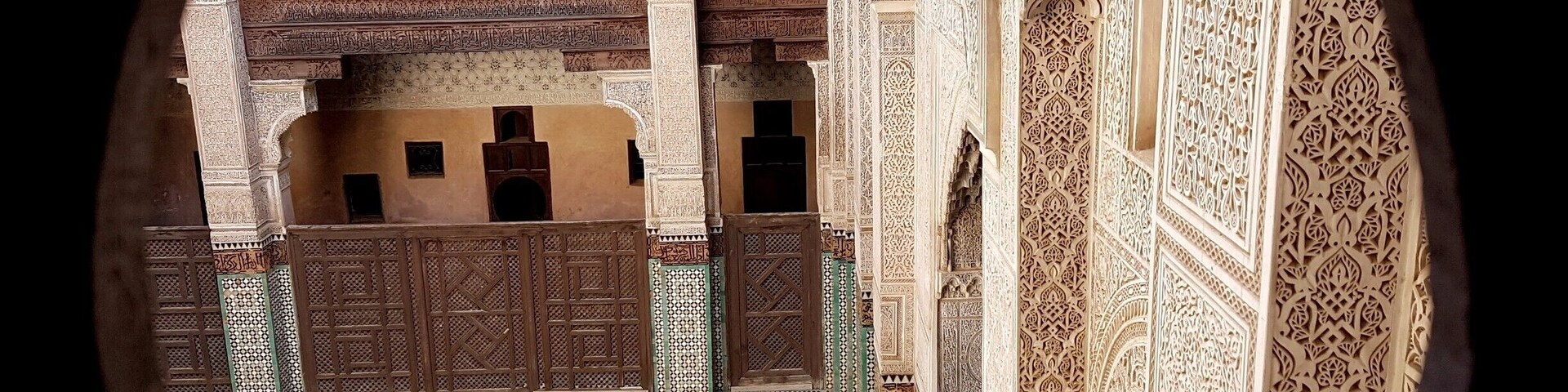 An old madrasa in the center of the medina, with a courtyard full of detailed carvings, beautiful mosaics and great views from the rooftop.
#meknes #morocco