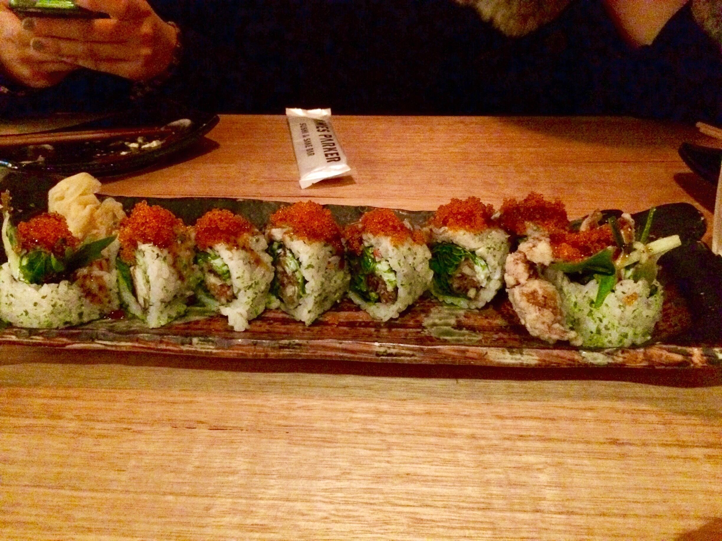 Soft shell crab sushi at James Parker 
