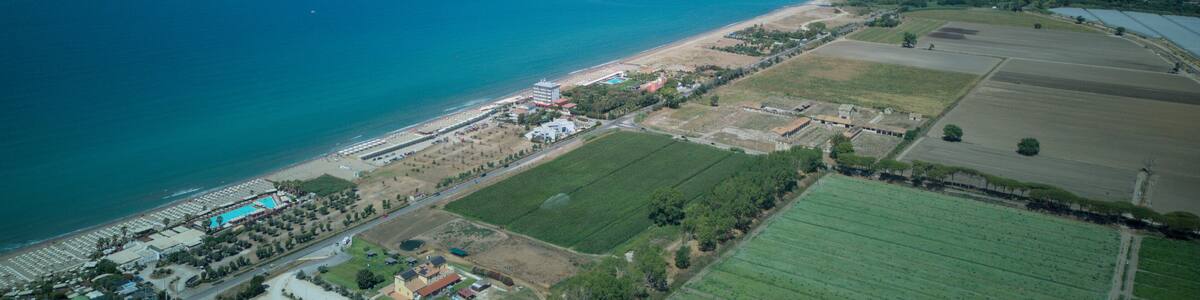 Battipaglia, a town adjacent to the capital city of Salerno, in southern Italy. Drone footage of the coast