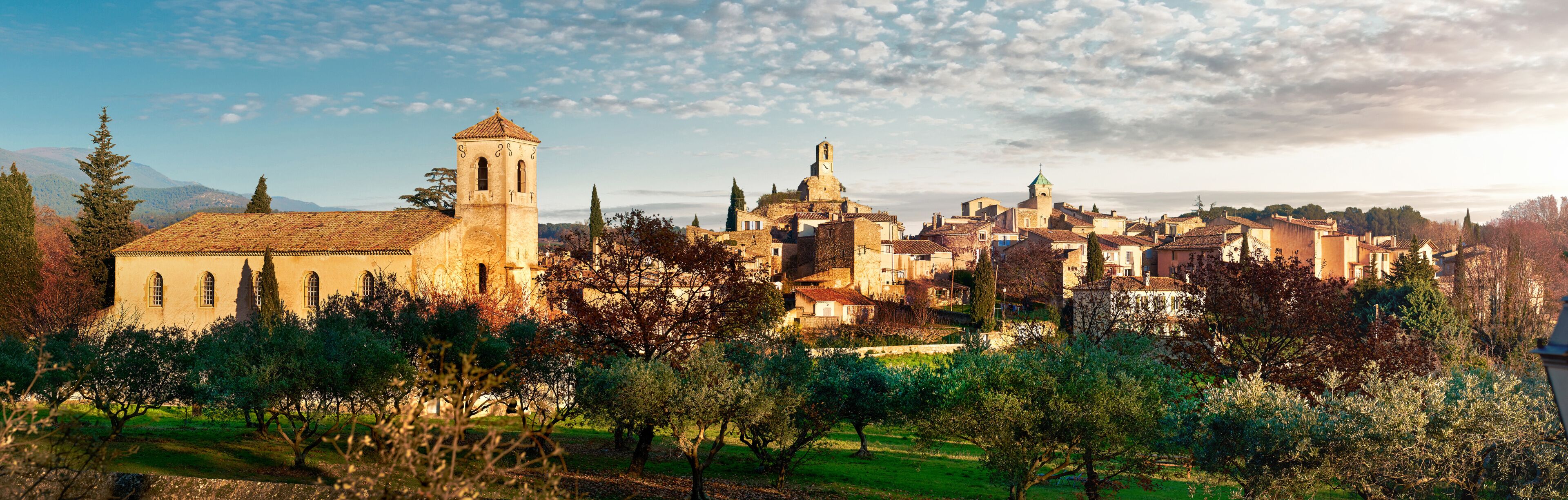 Panorama of Lourmarin village. France