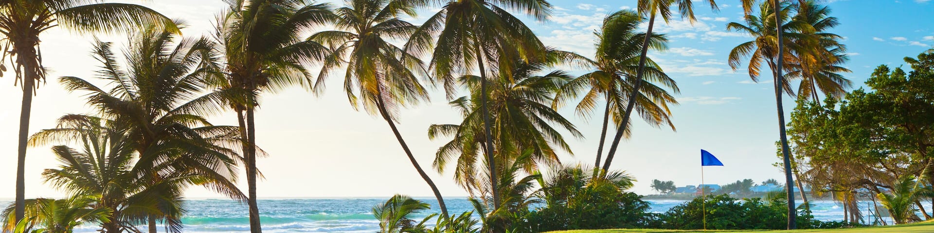 Trinidad and Tobago, Lowlands, Tobago Plantations Estate, View of golf course at seaside