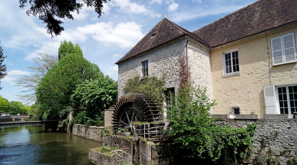 Loing river quay and water Mill in Nemours village