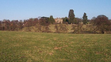 Buckenhill Manor. Viewed from the south west along the bridleway from the manor to Hainsford.
