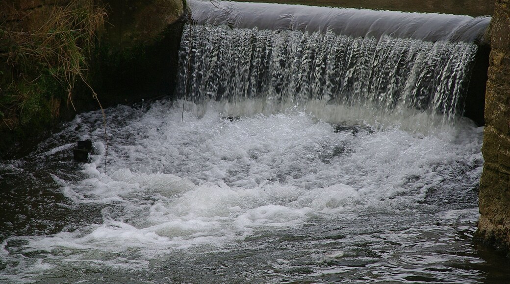 The weir on the River Chew in Pensford.