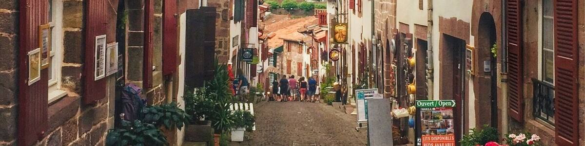 Saint-Jean-Pied-de-Port is a town in the Basque Country of western France. It lies along the Pyrenees foothills by Nive river. It is the traditional starting point for the Camino de Santiago via the French route and most popular route for pilgrims to walk to Santiago de Compostela, Spain.