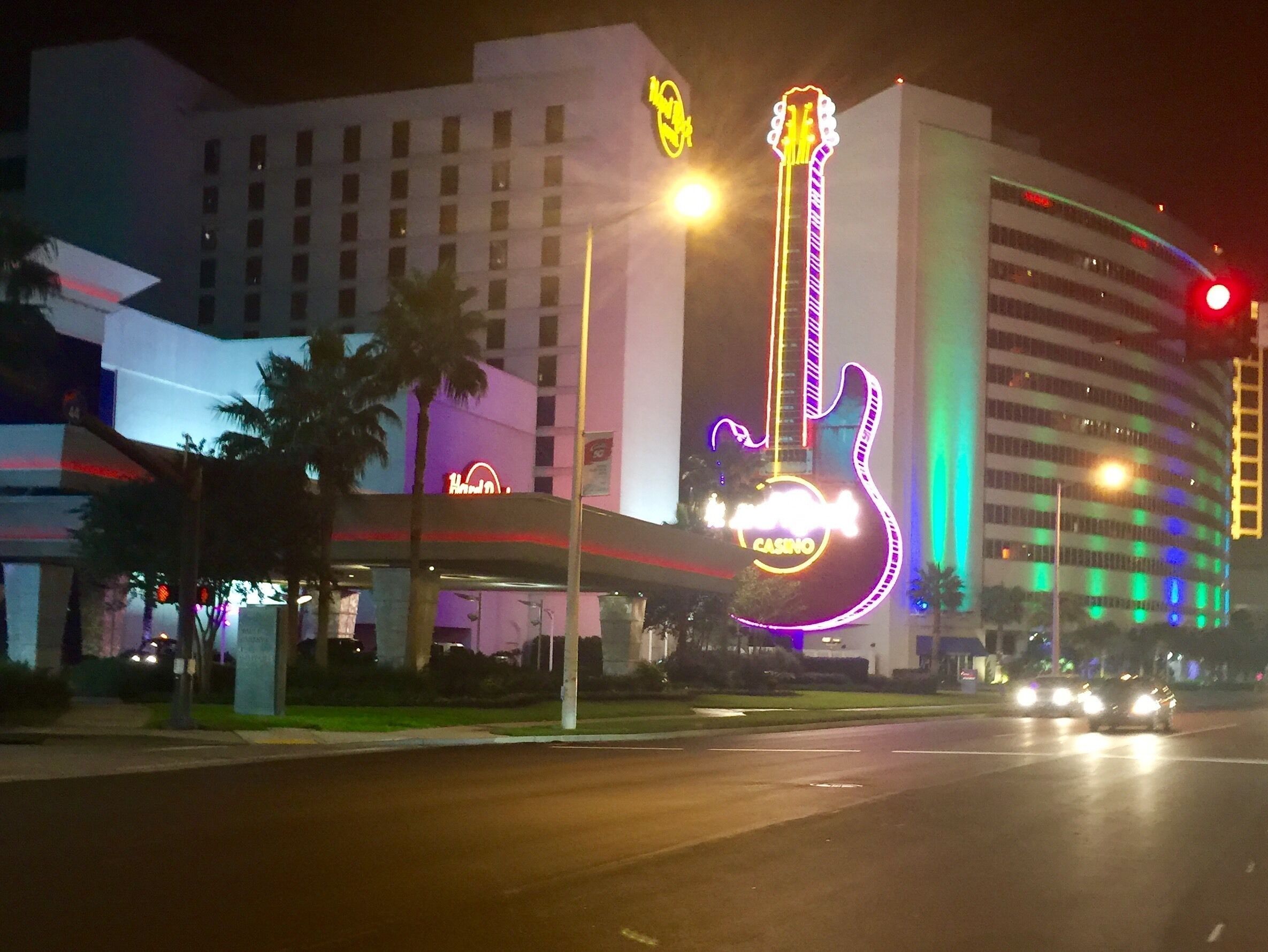 Bright lights of the casinos illuminate the beach highway in Biloxi, Mississippi. #Trovember Photo Contest