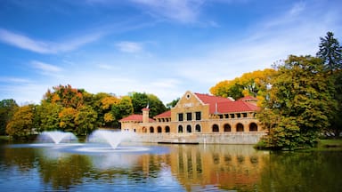 Albany featuring heritage architecture, a fountain and a lake or waterhole