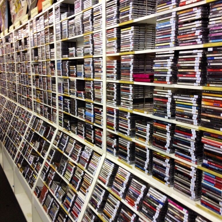 The wall of less than 5 dollar CDs.  From folk looking down through the lesser musics.
