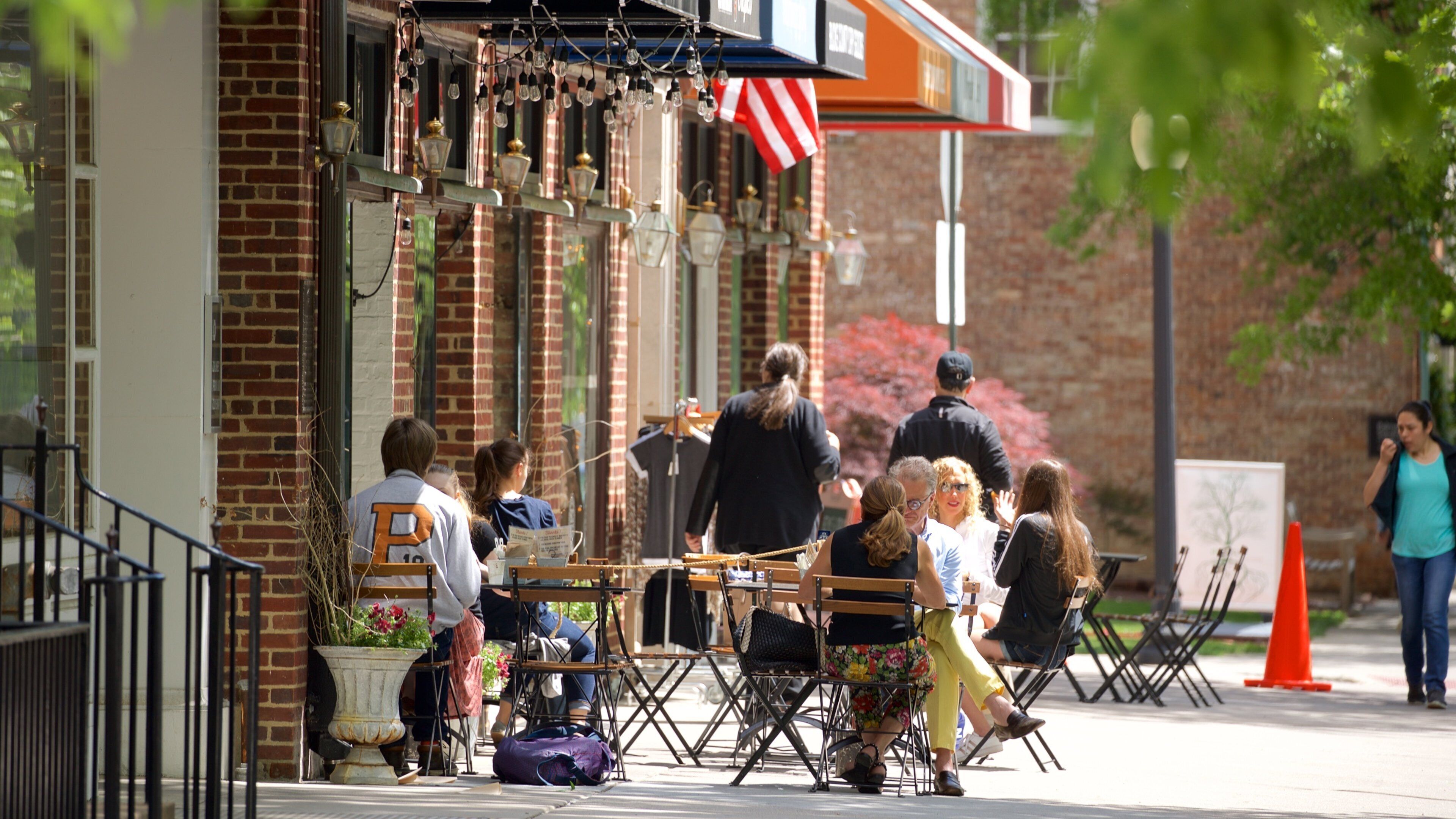 Princeton which includes outdoor eating as well as a small group of people