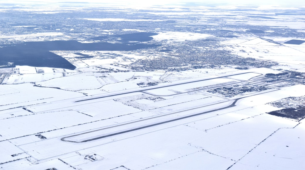aerial view from airline plane - Romania in winter