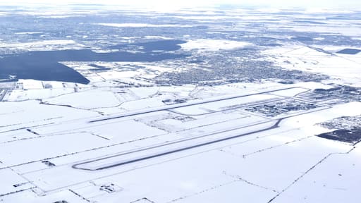 aerial view from airline plane - Romania in winter