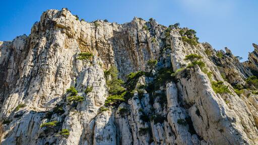 Cliffs of a Calanque of Marseille on a summer day in France