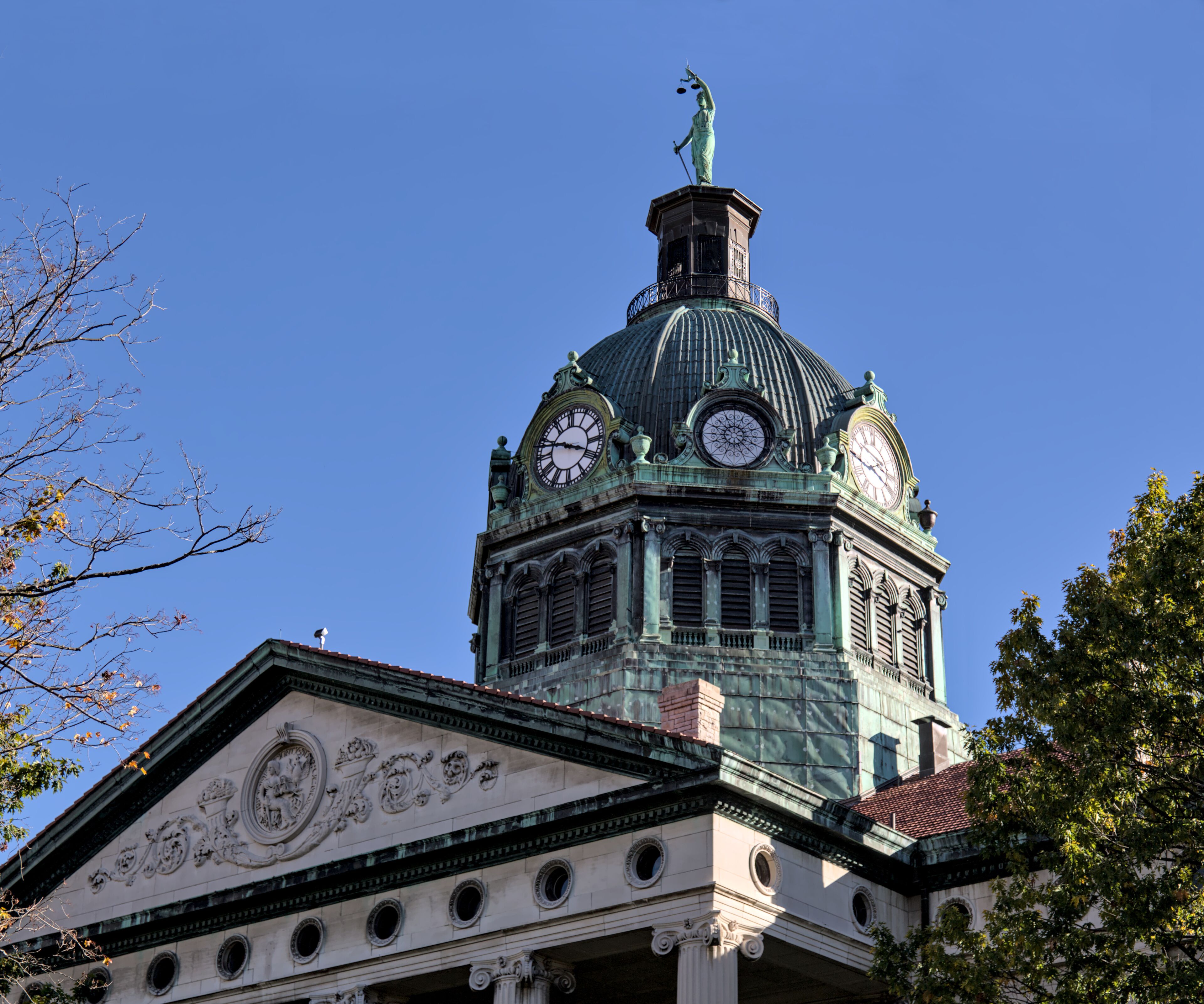 binghamton courthouse building (court house in downtown district of small town in the southern tier of new york state) legal trial prosecution (law enforcement) autumn fall day