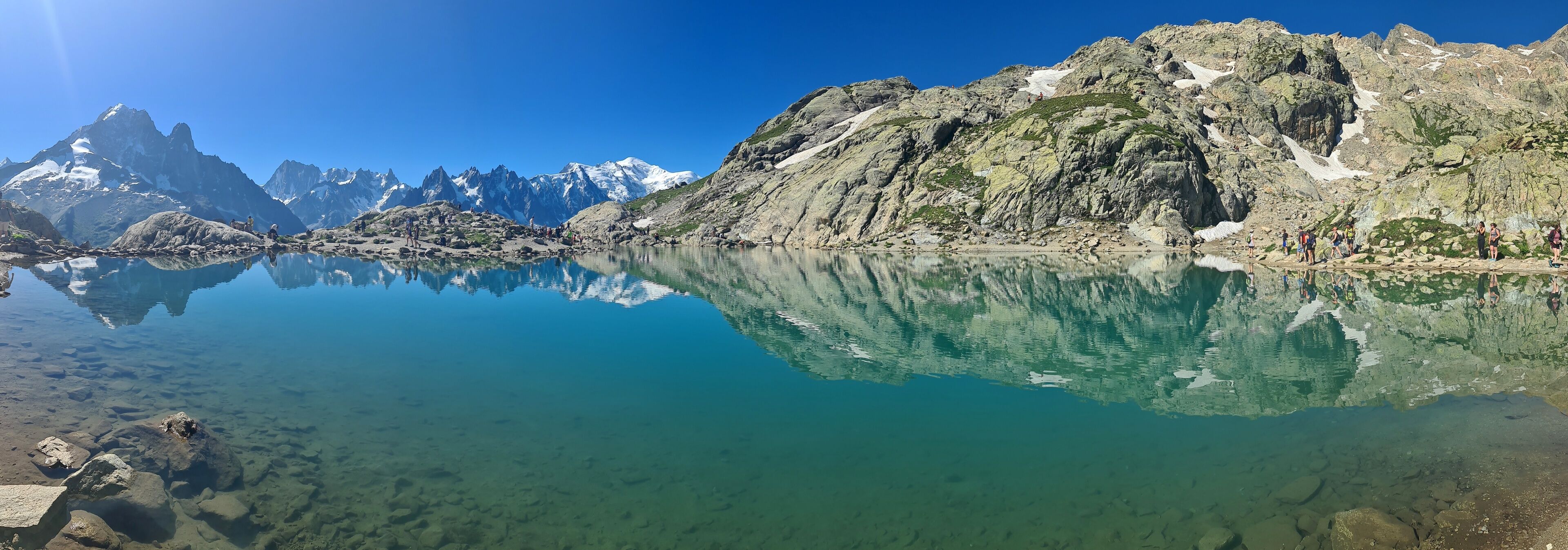 View Of Lac Blanc on a sunny summer morning, France