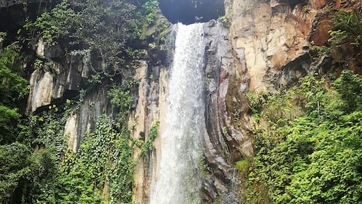 Beautiful waterfall on our hike to some natural thermal pools.