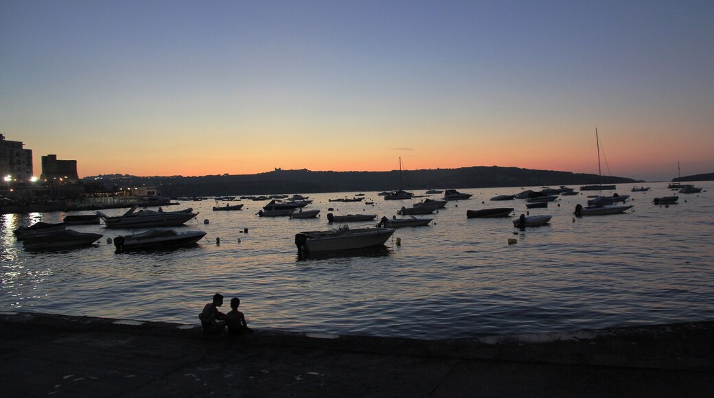 Evening image of Buġibba Harbour, Bugibba, St. Paul's Bay, Malta