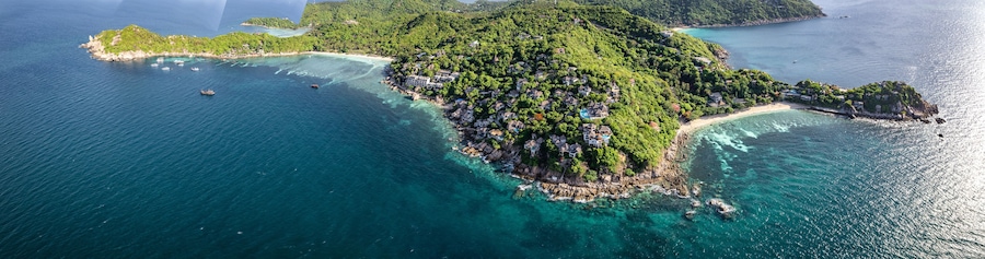 Aerial view of Shark Bay in koh Tao, Thailand
