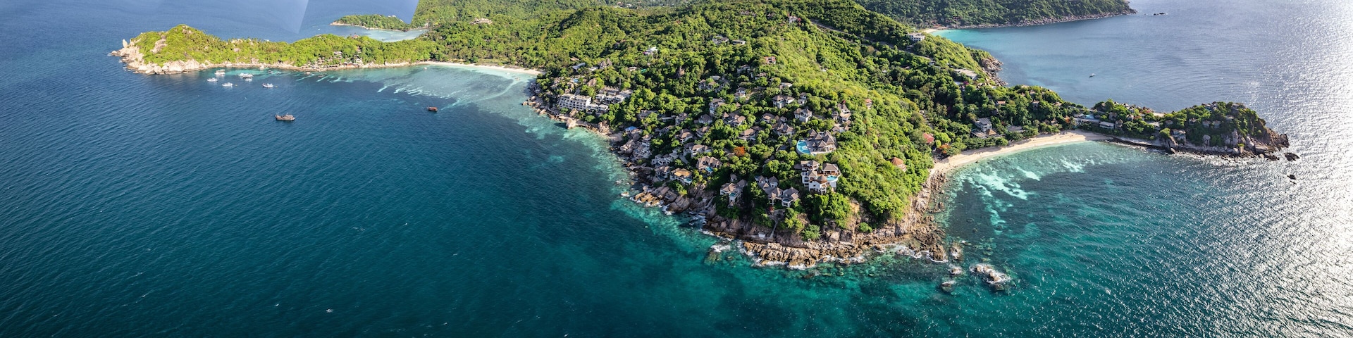 Aerial view of Shark Bay in koh Tao, Thailand
