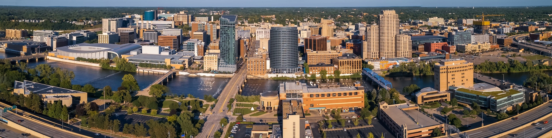 Downtown Grand Rapids is second largest metropolitan area in entire Michigan state.