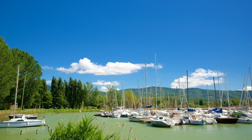 Tuoro sul Trasimeno showing general coastal views, boating and a bay or harbour