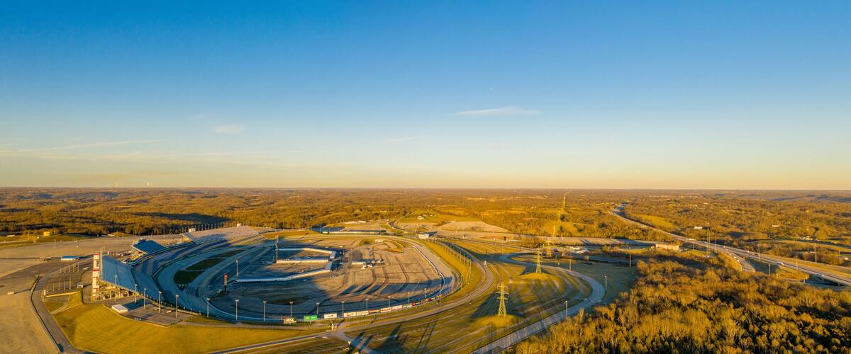 An aerial view of a large industrial complex with multiple buildings and roads.