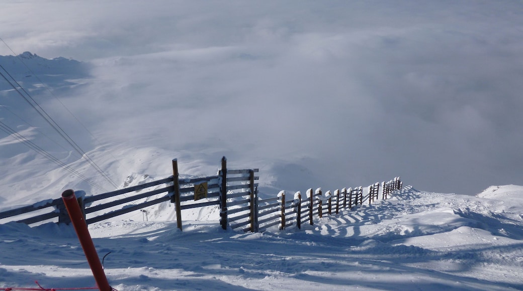 View from l'Aiguille Rouge of the cloudy valley below. Shot taken in the Arcs (Paradiski).