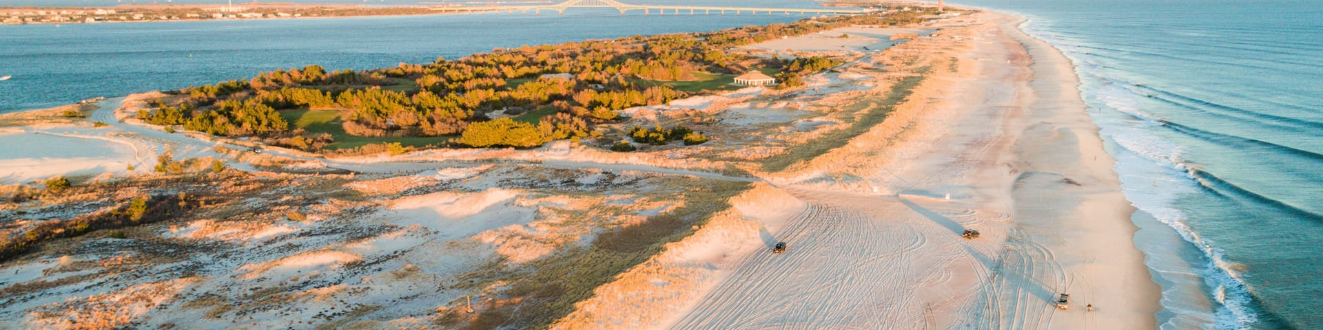 Drone photo of Robert Moses beach. Long Island, NY.