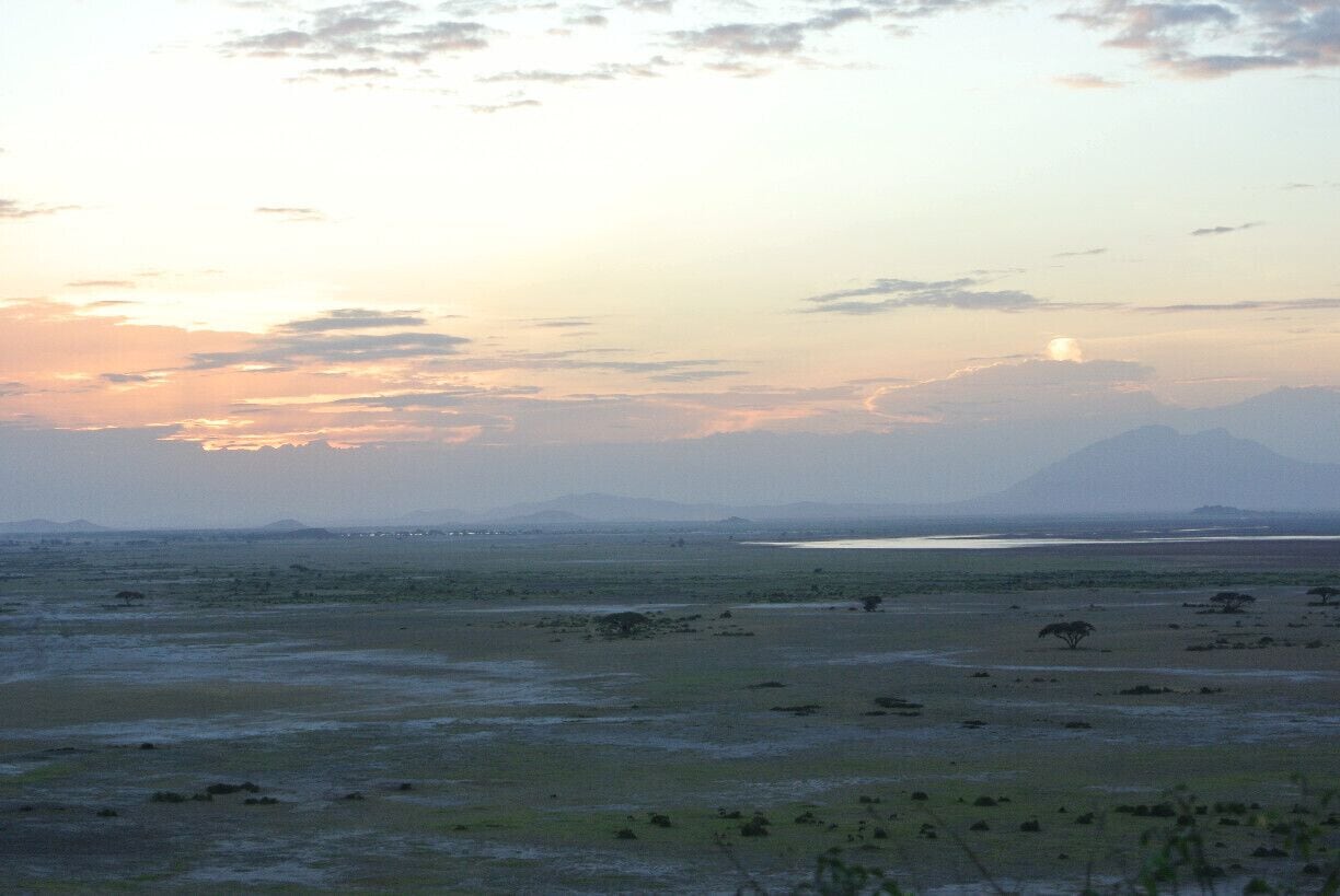 After a long day of game viewing, we drove to the top of a small mountain and had "sun downers" overlooking Lake Amboseli and a fantastic sunset.  Was very cool! 