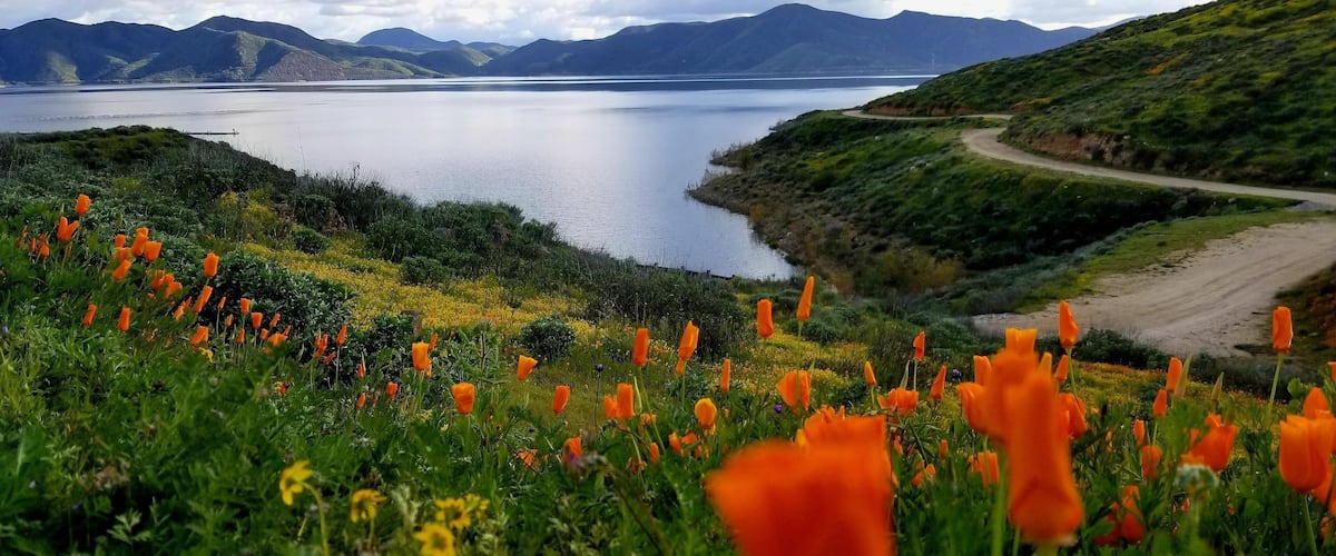 Panoramic shot of Diamond Valley Lake Visitors Center in California, USA