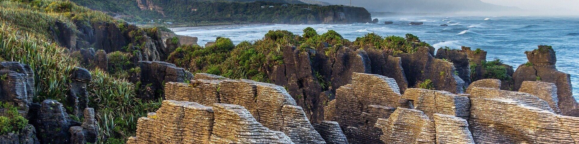 One from several amazing places of rainy West Coast (South Island) are Pancake Rocks, which are located between Greymouth and Westport. They are pretty worth to wait for nicer weather and high tide to enjoy their uniqueness with geysirs from blowholes.
#newzealand #pancakerocks #punakaiki #landscape #nature #rocks