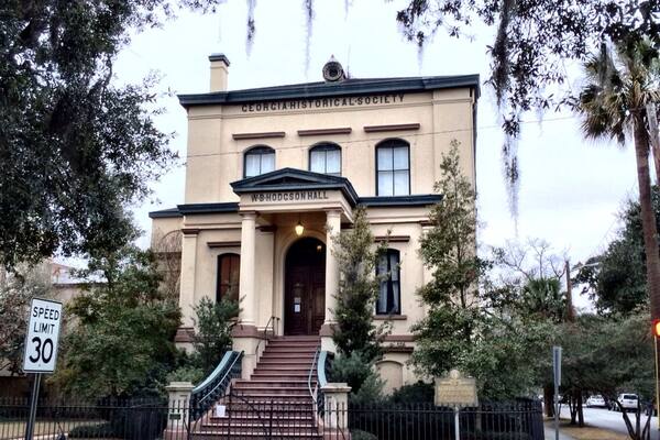 The Georgia Historical Society, founded May 24, 1839, is one of the oldest historical societies in the country. Among it founders were L.K. Tefft, the noted autograph collector; William Bacon Stevens, historian, physician and prelate, and Dr. Richard D. Arnold, who as Mayor of Savannah, formally surrendered the City to General Sherman in 1864.
The Presidents of the Society have included John Macpherson Berrien, Attorney General under President Jackson and United States Senator; James M. Wayne, Associate Justice of the Supreme Court of the United States; and Henry R. Jackson, jurist, soldier, diplomat and poet.
Hodgson Hall, the home of the Society, is a repository for books, newspapers and manuscripts relating to the history of Georgia. Dedicated in 1876, the building was a gift of Margaret Telfair Hodgson and Mary Telfair as a memorial to William Brown Hodgson, the distinguished scholar of Oriental languages and United States Dragoman and Consul to the Barbary States and Turkey.