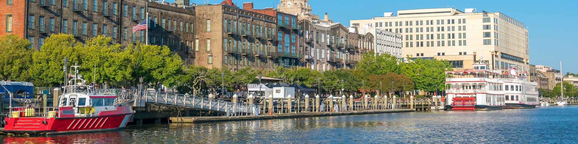 Riverfront of downtown Savannah in Georgia