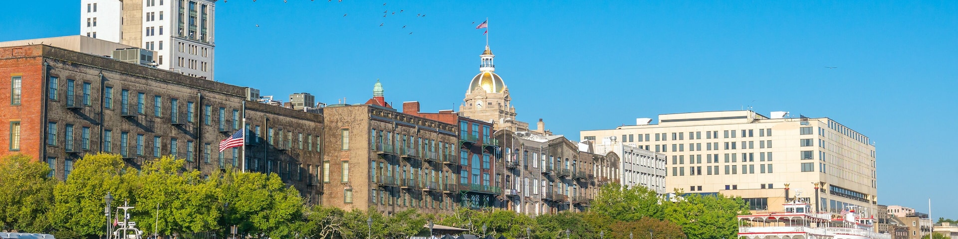 Riverfront of downtown Savannah in Georgia