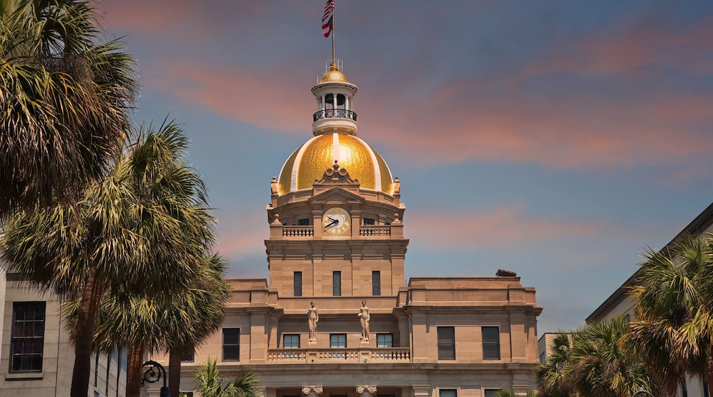 The famous gold domed city hall in Savannah, Georgia