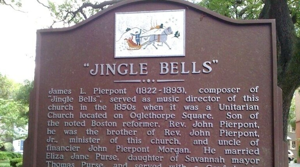 Dedication to Mr Pierpont, composer of Jingle Bells, in Savannah, GA's historic downtown.