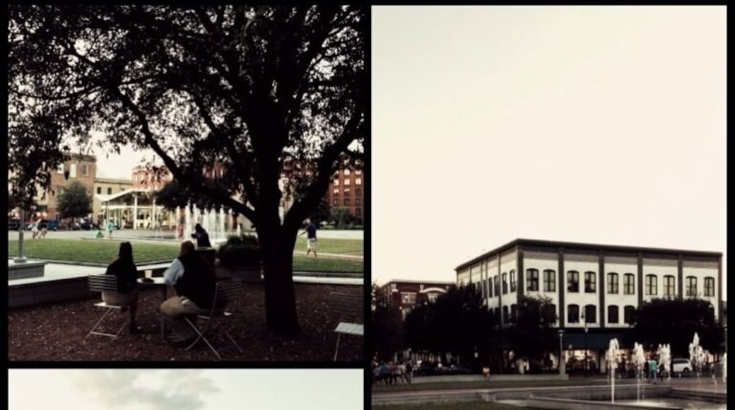 Ellis Square is one of the original squares and was historically the site of the City Market. In 1954 the old City Market building was torn down and replaced by a parking garage in an attempt to encourage more downtown shopping. In 2005, the parking garage was torn down and replaced by an underground parking structure developed through a public-private partnership. This provided the opportunity to restore a public square at ground level above the parking structure.
After extensive public input, a plan was developed to create an urban plaza that could accommodate a variety of uses. The result is a dynamic public space that includes a visitor center, restrooms, an interactive fountain, a variety of seating options, and space for music and other performances. The park also include a bronze statue of Savannah native and well known songwriter, Johnny Mercer.