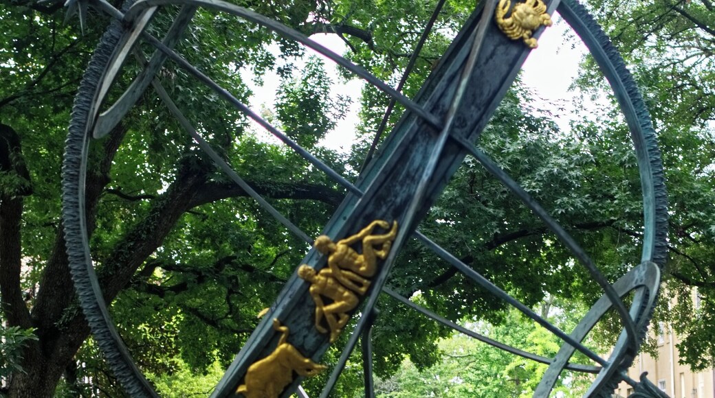 In the middle of the Troup Square is the g Armillary Sphere. Notice the sphere is held up by six tortoises. This Armillary Sphere statue was designed in 1968 with zodiac signs around the sphere and functions as a sundial. #LikeALocal, #Golden