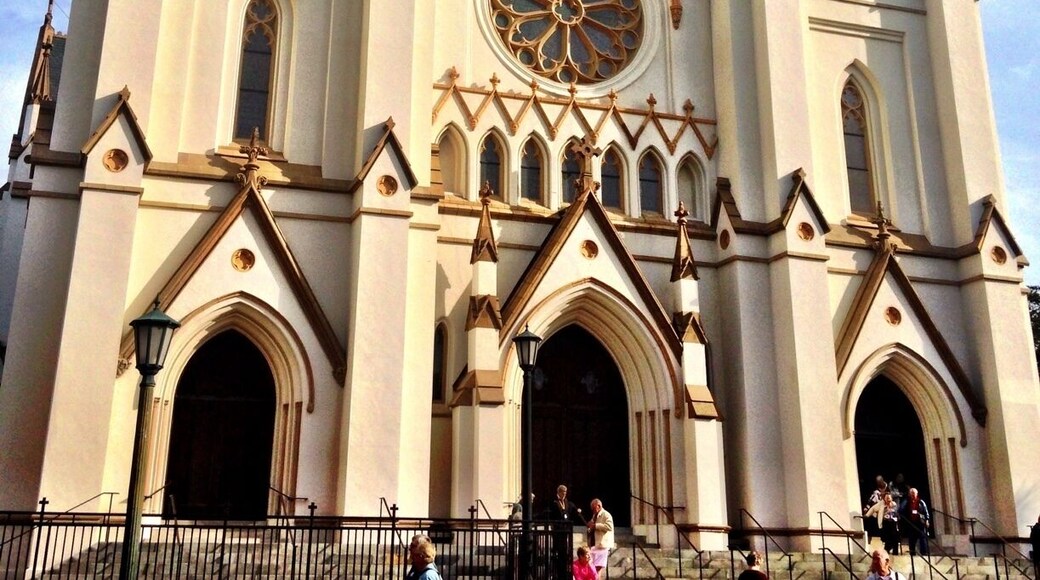 The congregation of St. John the Baptist formed in the late eighteenth century when French emigres fleeing revolutions in France and Haiti found refuge in Savannah. The Church of St. John the Baptist became a cathedral in 1850 when the Diocese of Savannah was established with the Right Reverend Francis X. Gartland as its first bishop. The Cathedral was dedicated at this site on April 30, 1876. A fire in 1898 destroyed much of the structure. It was quickly rebuilt and opened again in 1900. Another major restoration took place in 2000. Today it is a place of worship and seat of the diocese that includes ninety counties in southern Georgia.
