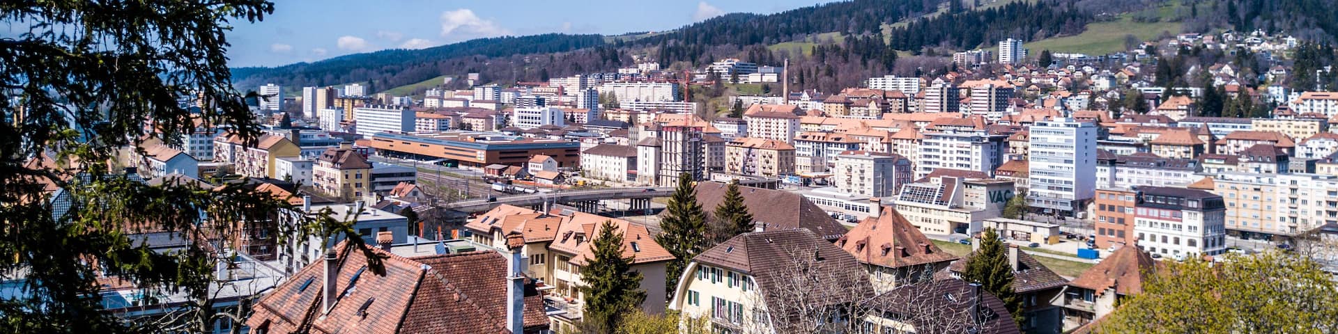 Aerial view on UNESCO heritage city La de Chaux de Fonds , Shutterstock ID 631405997, Purchase Order: -